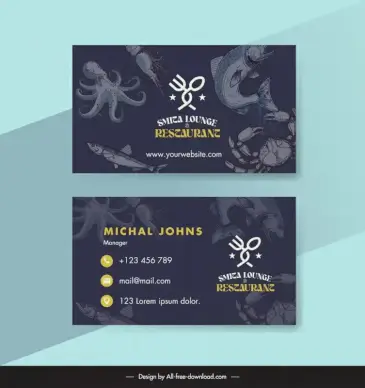 restaurant businesscard template template dark seafood decor