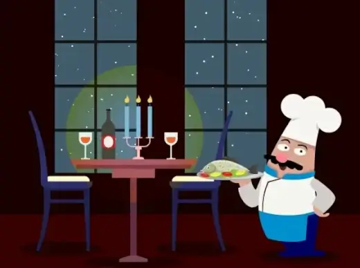 restaurant dinner background cook preparing meal icon