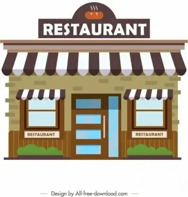 restaurant facade architecture template colored modern design