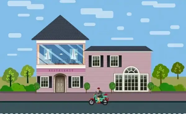 restaurant facade design pink glass wall colored cartoon