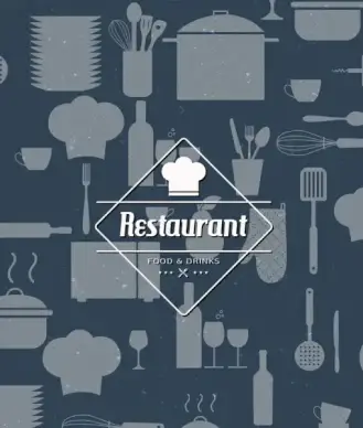 restaurant menu background flat design kitchenware objects icons
