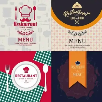 restaurant menu cover templates classical flat design