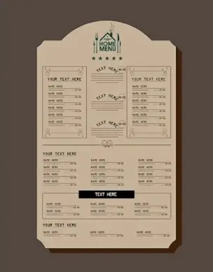 restaurant menu design retro style on dark background