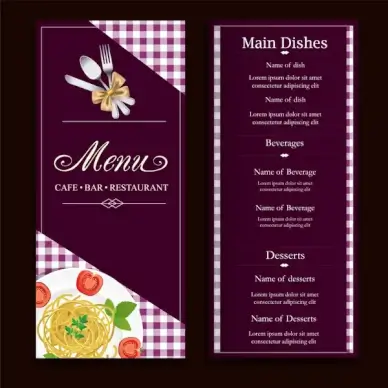 restaurant menu design with classical violet background