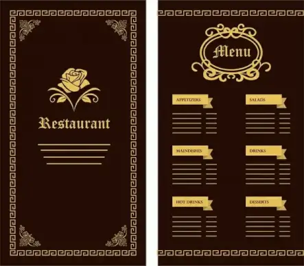 restaurant menu template flower classical design on dark