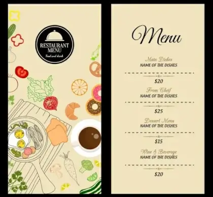 restaurant menu template food icons decoration classical design