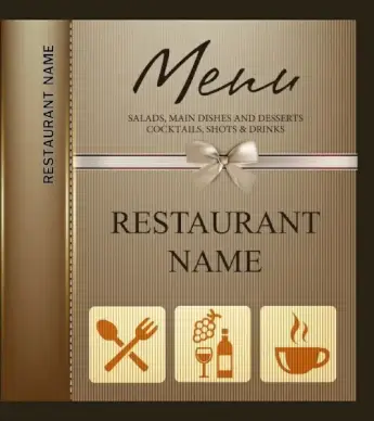 restaurant menu template knot icon brown stripes ornament