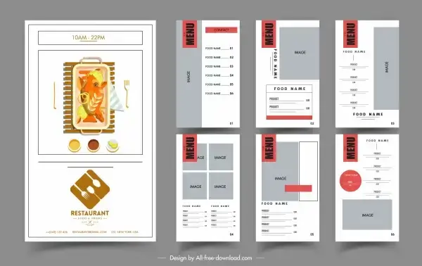 restaurant menu templates elegant flat decor