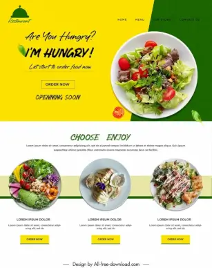 restaurant website template elegant modern food sketch