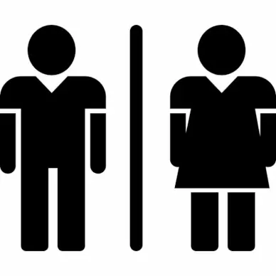 restroom sign template flat black white contrast geometric outline