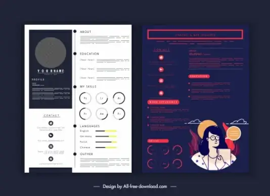 resume infographic template dark bright modern elegant design