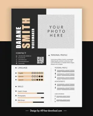 resume template elegant modern contrast decor