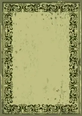 retro border design dark green classical flowers pattern