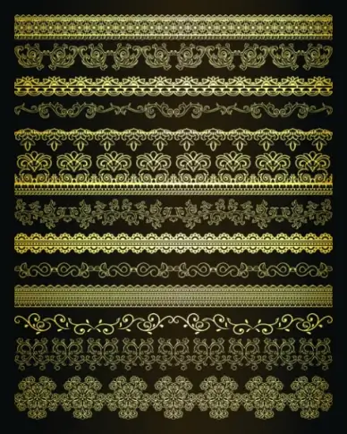 retro lace borders vector set