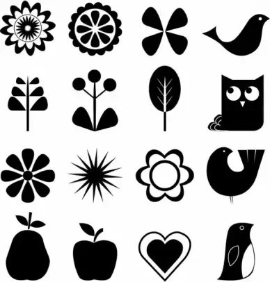 Retro nature icon set