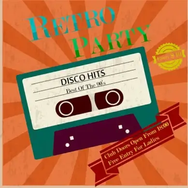 retro party poster vintage tape and ribbon design