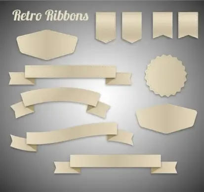 retro ribbons vector illustration with various shapes