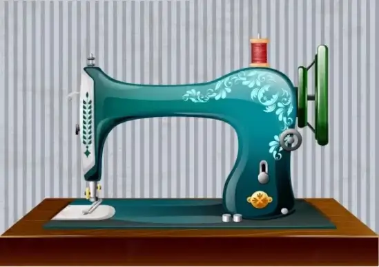 retro sewing machine shiny 3d multicolored design