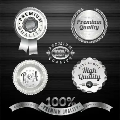 retro silver badge label and ribbon