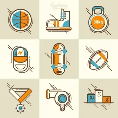 retro sport icon set
