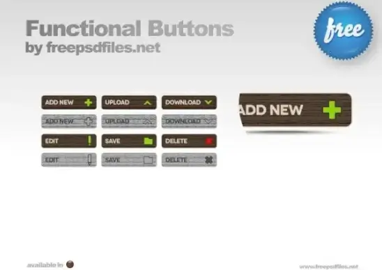retro wood texture buttonpsd layered