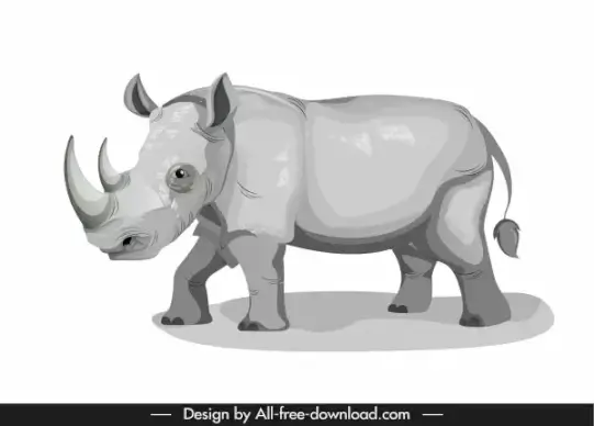 rhino icon cartoon sketch grey design