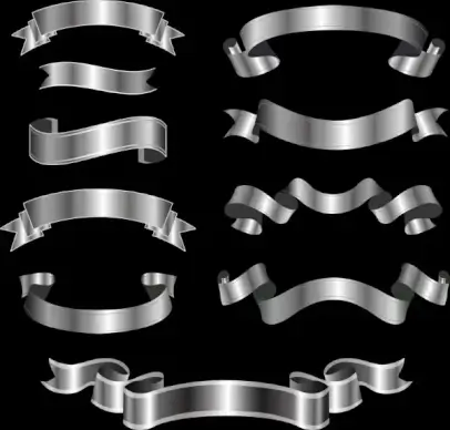 ribbon collection shiny silver decoration various shapes