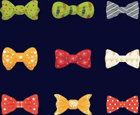 ribbon icons collection colorful types isolation