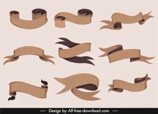 ribbon templates brown blank 3d curved sketch