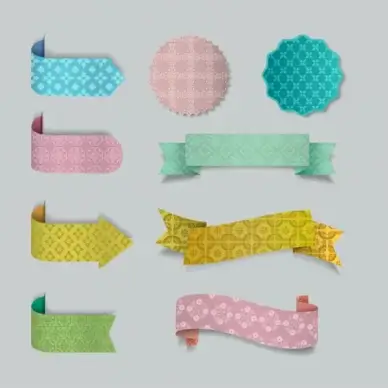 ribbons seals templates 3d colorful decoration repeating pattern
