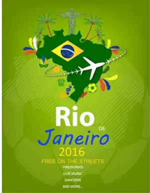 rio 2016 olympic banner design with map