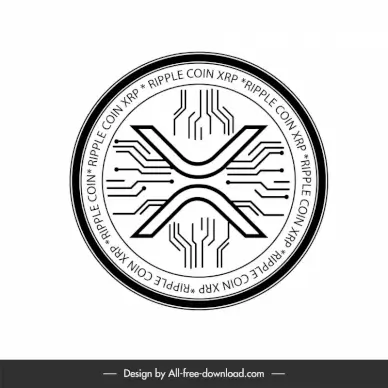 ripple coins icon sign back white symmetric shape outline