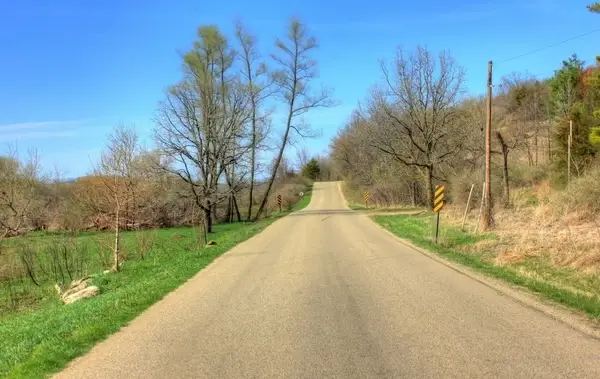 road along the marshlands on the ice age trail wisconsin