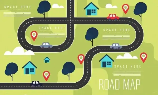 road map background colored flat design