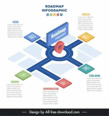 roadmap infographic template 3d geometric