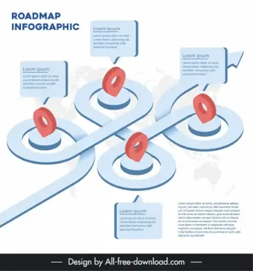 roadmap infographic template 3d twist road silhouette world map