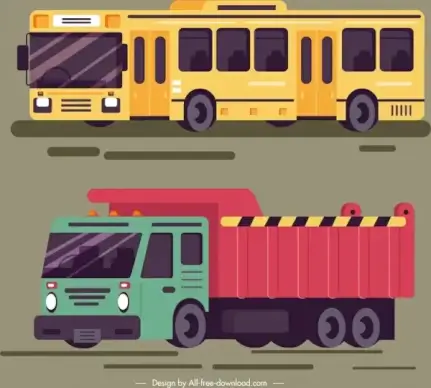 roadway design elements bus truck icons