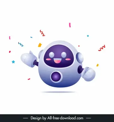  robot design elements cute waving gesture