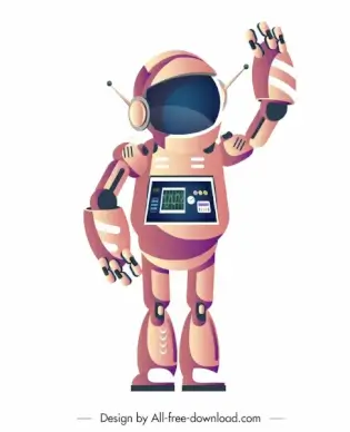 robot icon welcoming gesture humanoid shape cartoon sketch