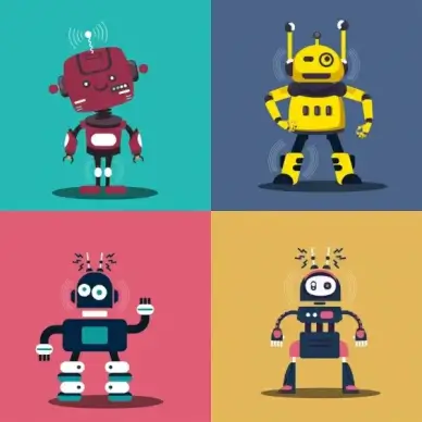 robot icons sets funny character classical decor