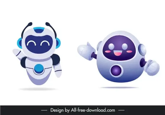 robot model design elements cute cartoon characters