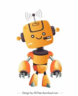 robot model icon cute cartoon character sketch humanoid shape