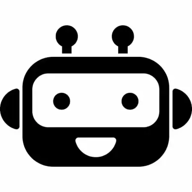 robot toy sign icon flat black white sketch