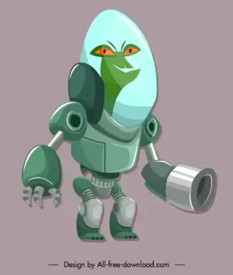 robot warrior icon modern armed sketch frightening design