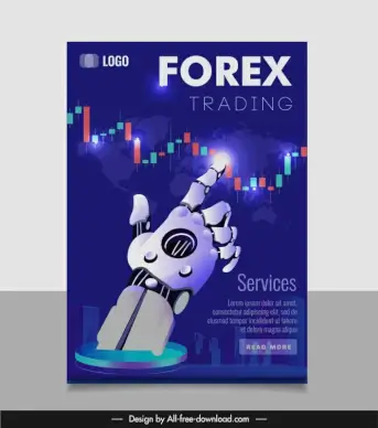 robotic chart forex trading poster 3d design