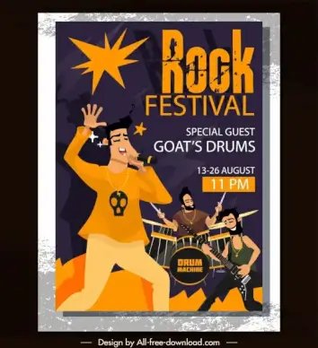 rock festival banner performance band sketch classic design