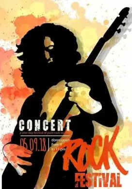rock festival poster player silhouette watercolor grunge decor