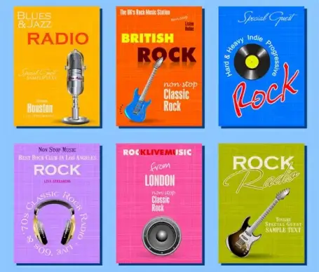 rock music banner sets illustration with musical instruments