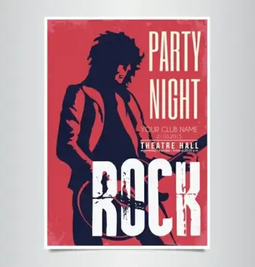 rock party banner singer silhouette dark red decor