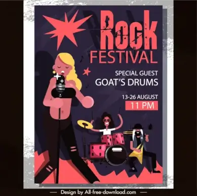 rock party flyer template band icon classical design